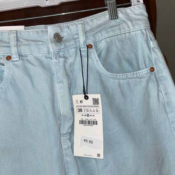NWT Zara marine Strait mellow blue size 6 jeans wide leg - Picture 4 of 12